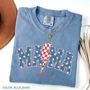 Mama 4th of July Comfort Colors Shirt, American Flag Mom Shirt, Pregnancy Reveal Shirt, 4th of July Tee, Womens Patriotic, New Mom Gift Gift For Women