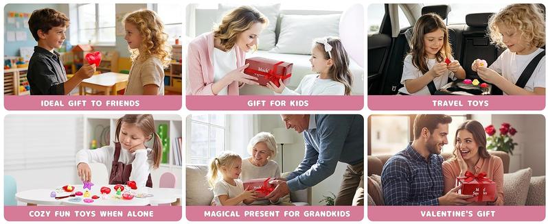 30 Pack Kawaii Mochi Squishy Party Favors – Valentine’s Day Mochi Squishy Gift Set with Cards, Heart Case Squishies for Kids Valentine Day Gift Exchange, Classroom Prizes & Party Favors