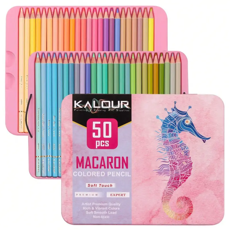 KALOUR Macaron Pastel Artistic Colored Pencils,50/72Colors,Artists Soft Core,Ideal for Drawing Sketching Shading,Coloring Pencils for Adults Beginners,Coloring Supplies,Drawing Tools, Artist Pencil Set