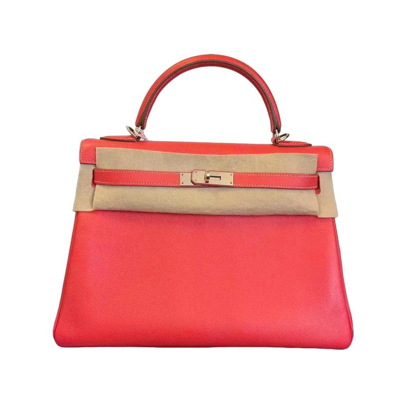 Pre-owned HERMÈS Epsom Leather Crossbody Bags Kelly 32 Rouge Casaque with Gold Hardware, 2012 (Square P Stamp)