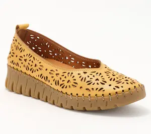 Spring Step Leather Perforated Slip-Ons - Carosa