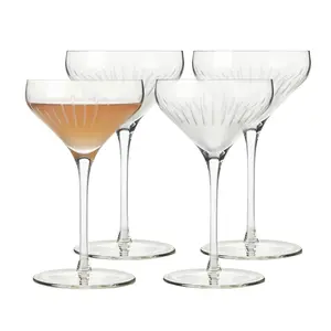 Libbey Signature Greenwich Coupe Cocktail Glasses Set of 4, Dishwasher Safe 8 Oz Coupe Wine Glasses, Stemmed Cocktail Glasses for Weddings, Birthdays