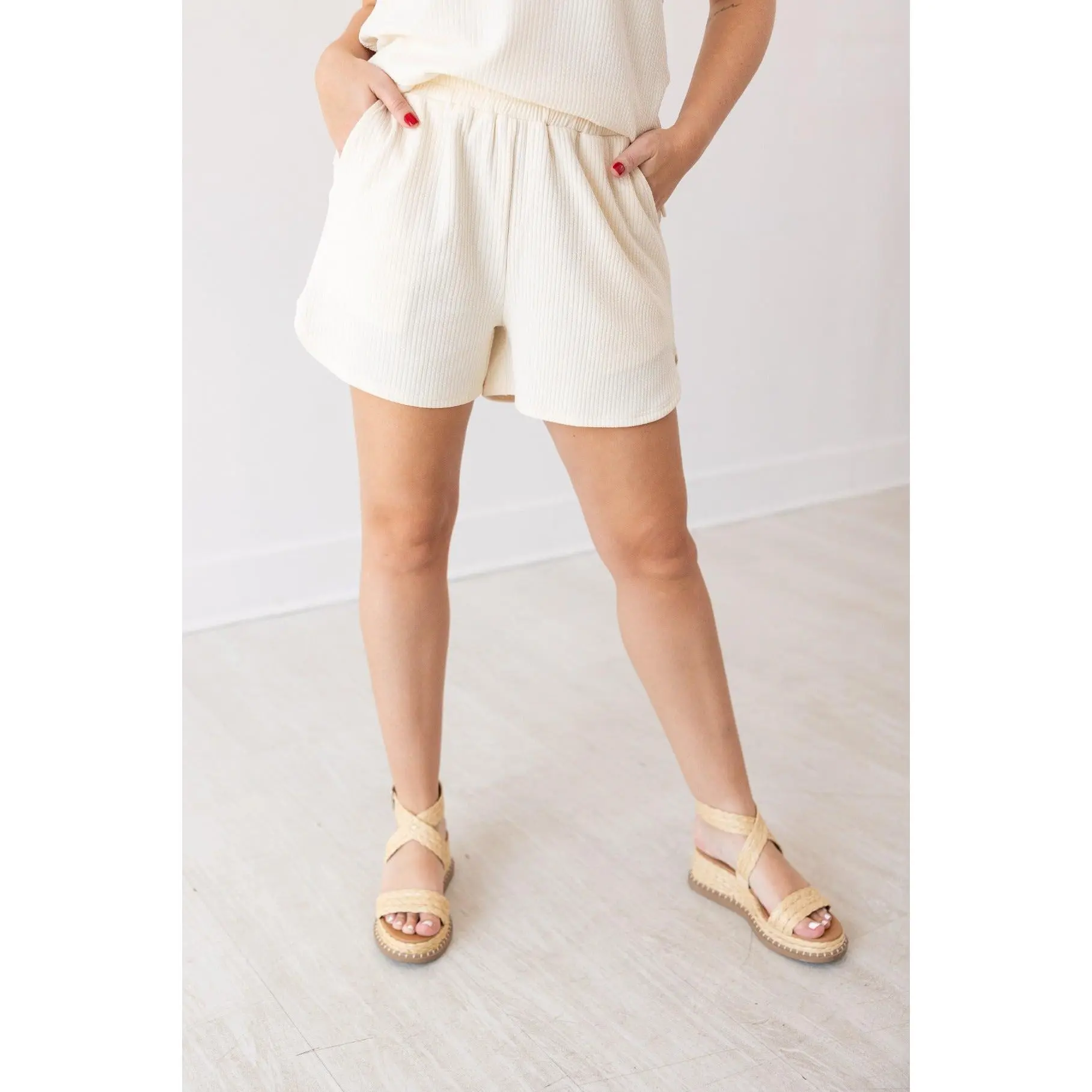 Ivory Knit Shorts