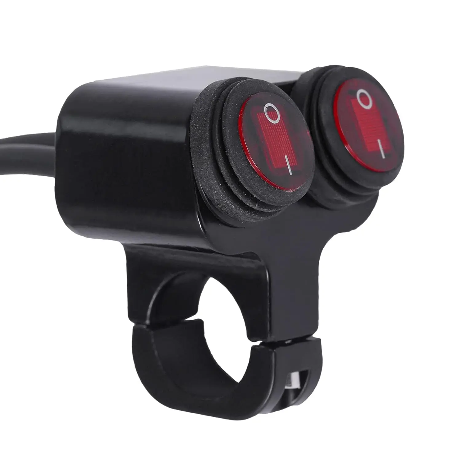 Waterproof Motorcycle ATV 7/8″ Light Bar Switch,Handlebar Double Control Kill Button Switch,Headlight Spotlights Hazard Brake Fog Light ON Off Switches 12v 16A (Red)