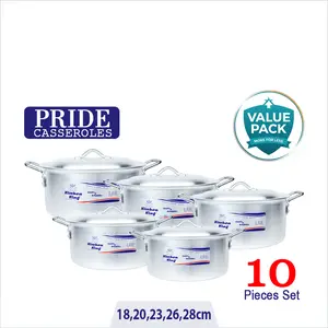 Kitchen King Cookware - Pride Casseroles Set 7,8,9,10,11″ Inches 10 Pcs Value Pack Cooking Pots