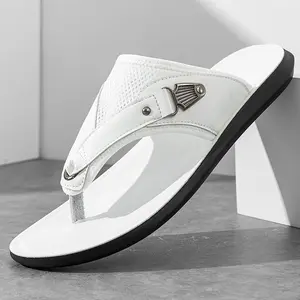 Men's Summer Breathable Mesh Thong Flip Flop Sandals with Metal Buckle Detail Comfortable Casual Beach Slippers Non-Slip Lightweight Easy Wear Daily Outdoor in Black Brown White - Boy, Walking Shoes Footwear