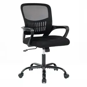 Ergonomic Home Office Computer Chair with Mid Back Lumbar Support & 360° Swivel for Conference Room, Height Adjustable, Fixed Armrest, Adults