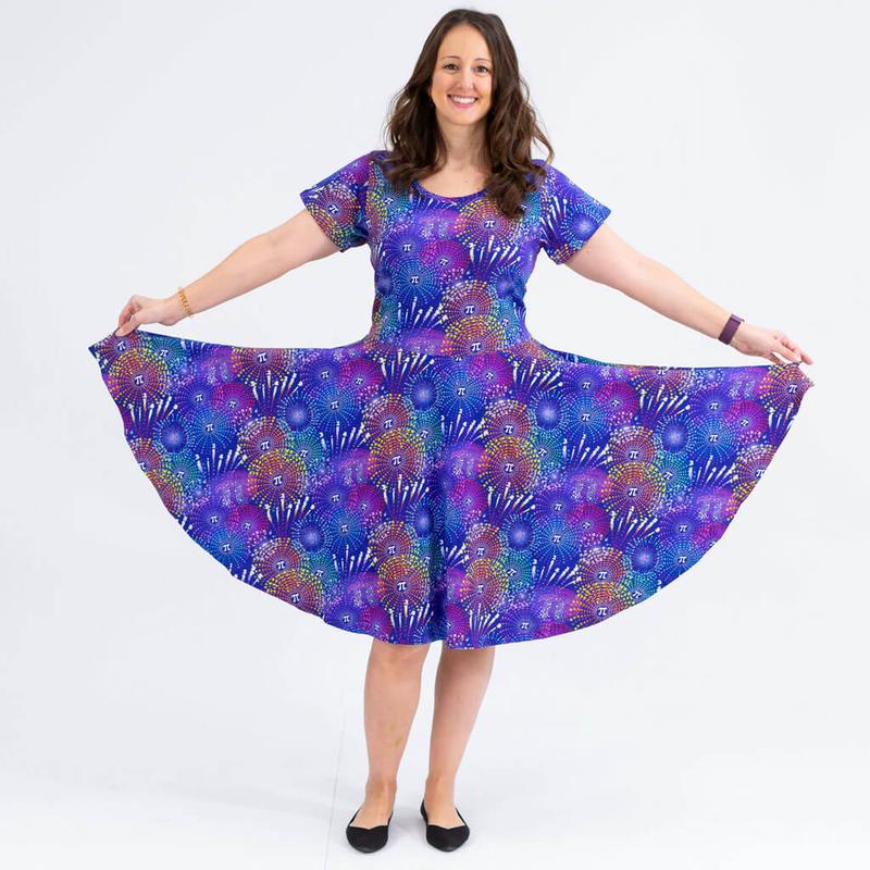 Adult "Pi-rotechnics" Pi Fireworks Super Twirler Dress with Pockets