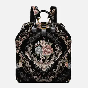 Floral Black Carpet Laptop Backpack