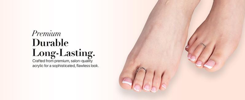 SXC Cosmetics X-Pro Tips French Tip Press On Toenails for Women – Acrylic Soft Gel System Starter Kit – Long-Lasting, Salon-Quality DIY False Toenails