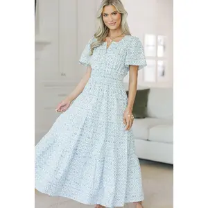 NURSING COLLECTION: All In The Air Blue Medallion Maxi Dress