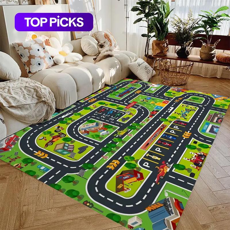 Car Play Mat for Boys and Girls Highway City Traffic-Themed Rugs for ...