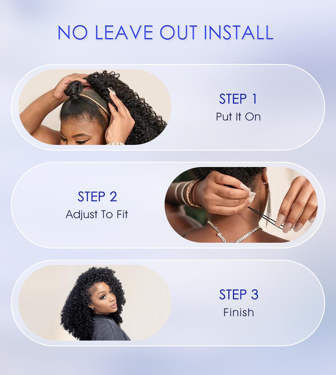 [Burmese Curly Half Wig] Wavymy Raw Burmese Curly Human Hair Wear Go Wig InvisiFit Strap Glueless Wig for Beginners No Lace Reusable Human Hair for 3 Hairstyles