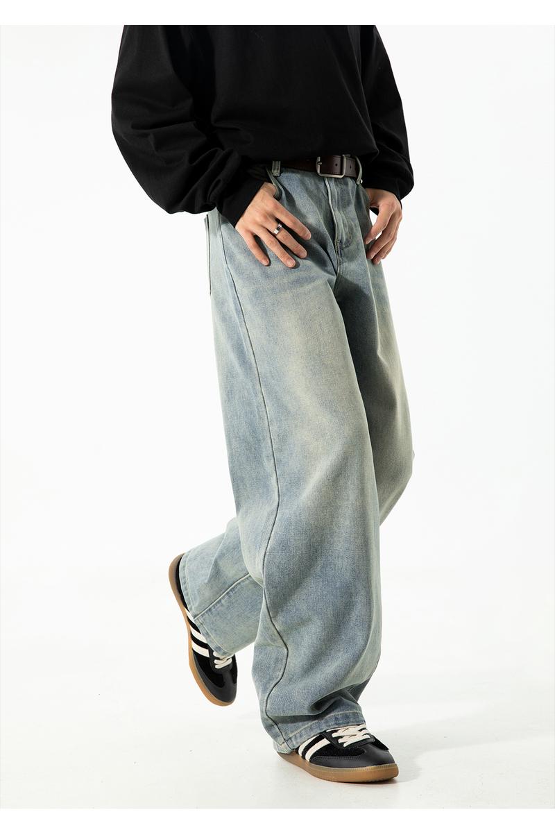 Men's Vintage Oversized Jeans for Fall, Washed Distressed Trendy Brand Loose Straight Leg Pants, Unisex Street Style Minimalist Versatile Fashion Floor-Length Jeans, Men's Denim Pants, Youthful Popular Student Pants, Soft Comfortable Fabric, Suitable for Men's Vintage Oversized Jeans for Fall, Washed Distressed Trendy Brand Loose Straight Leg Pants, Unisex Street Style Minimalist Versatile Fashion Floor-Length Jeans, Men's Denim Pants, Youthful Popular Student Pants, Soft Comfortable Fabric, Suitable for