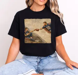 [Sale Up To 50%]  Funny New England QB Shirt, Brady and Maye Inspired Football Tee, Legend and Rookie Gameday Top, Retro 90s Style Football Graphic