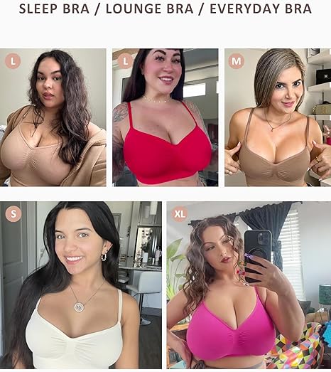 FeelinGirl Women's Wireless Bra Comfort Bralettes No Underwire Unlined Cami Bra Seamless Tshirt Bras Sports Bra Bralette Basic Comfortable Fit Womenswear Everyday Up to 44DD Springtok SpringStatements