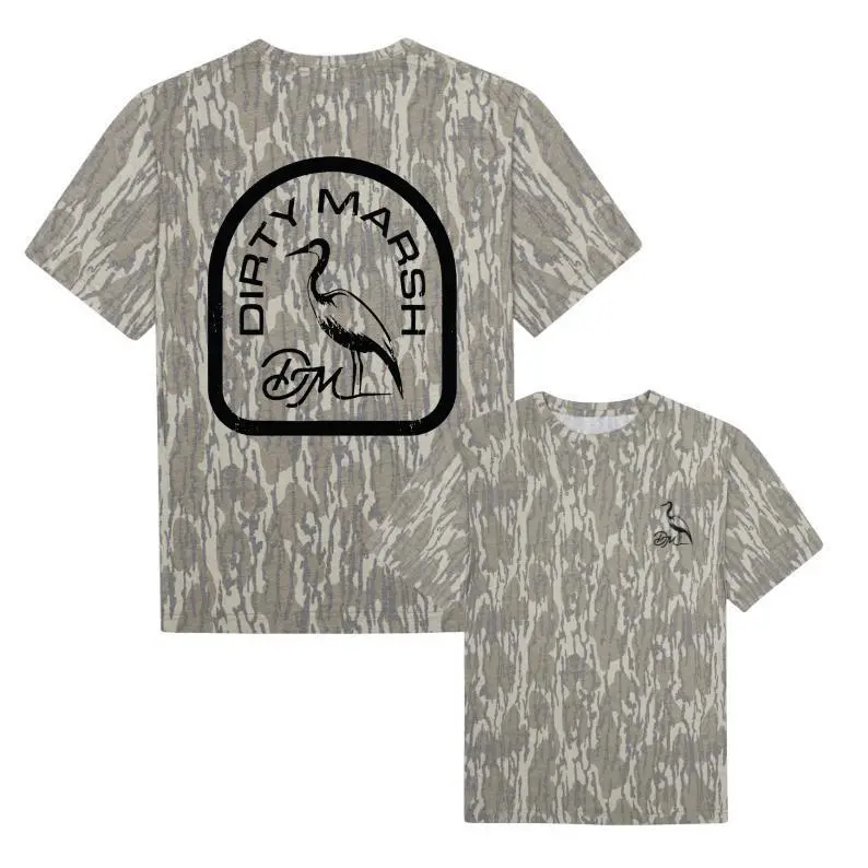 Dirty Marsh Bottomland Camo Backshore Mossy Oak T Shirt, 3D Camo Tee T Shirt, Western Rodeo Graphic Tee, Vintage Camo Cowboy Aesthetic, Country Streetwear for Men & Women Fabric