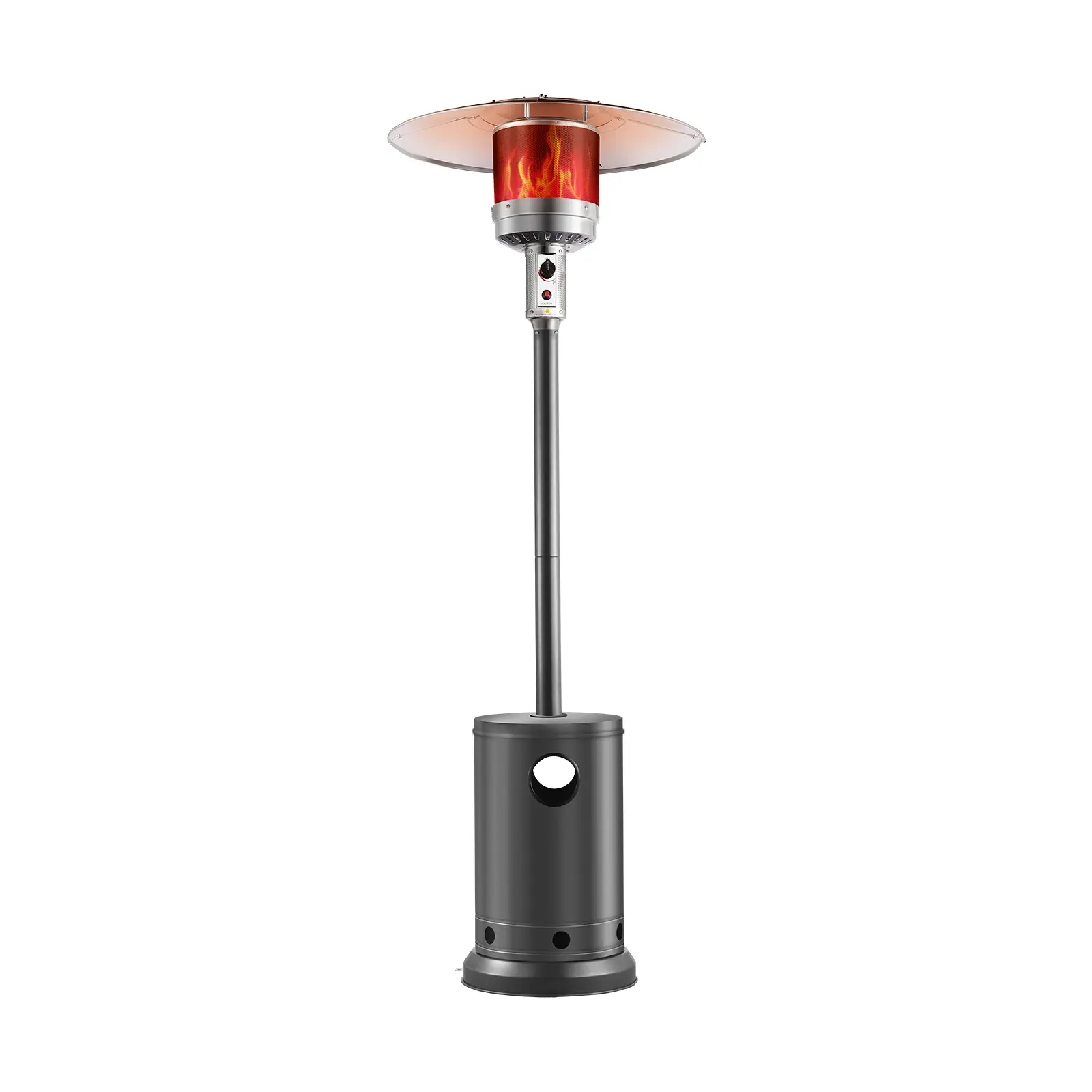 【Summerfinds】VEVOR Patio Heater for Outdoor Use 50000BTU Propane Heater Tall Hammered With Round Table DesignMetal Burner and WheelsOutdoor Patio Flame Heater for PatioPartyBackyardGardenSilver Gray