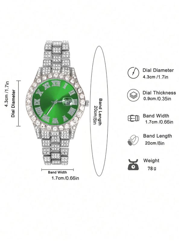 Luxury Punk Watch Set with Necklace Bracelet Cross Pendant, Analog Quartz Movement, Adjustable Strap, Unisex Gift Box for All Seasons, Fashionable Jewelry Set