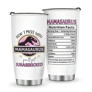 Don't Mess With Mamasaurus Tumbler Cup, 20oz 30oz Funny Mom Drinkware, Gift for Mom, Birthday or Christmas Present for Women, Wife, or Her, Perfect Mother’s Day Flask Tumbler