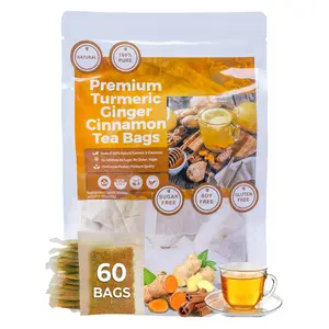 120 Premium Turmeric ginger cinnamon tea  Bags, 100% Natural & No Additives & Caffeine Free.body Tea  herbal drinks organic tea