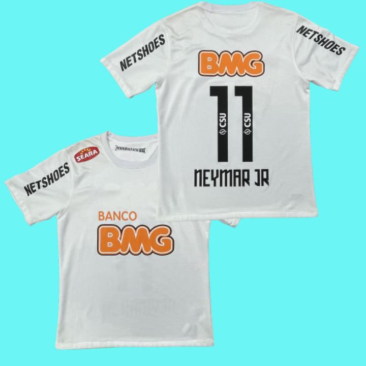 Neymar 2012 13 Home White Retro No.11 Short Sleeved Soccer Jersey