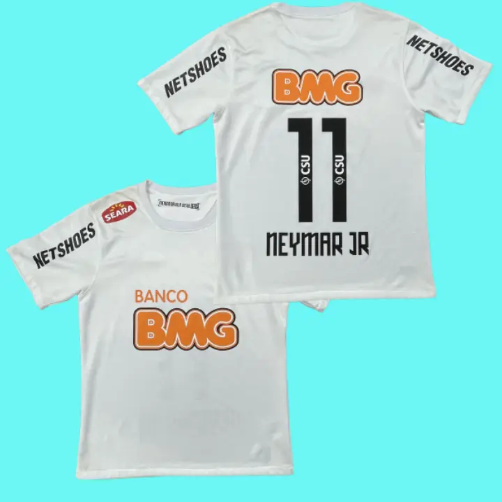 Neymar 2012 13 Home White Retro No.11 Short Sleeved Soccer Jersey