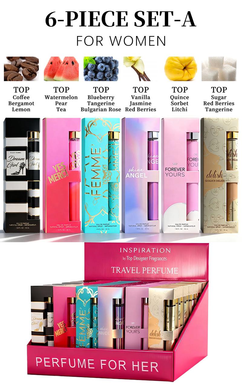 6-Piece Set Men's Eau De Toilette Fragrance，Cologne For Men，Travel Size Perfume，Long-Lasting ，6 Different Scents，Perfect For Dating, Daily Life, Parties, Gift Giving，1.18 fl oz/35 ml Each Bottle