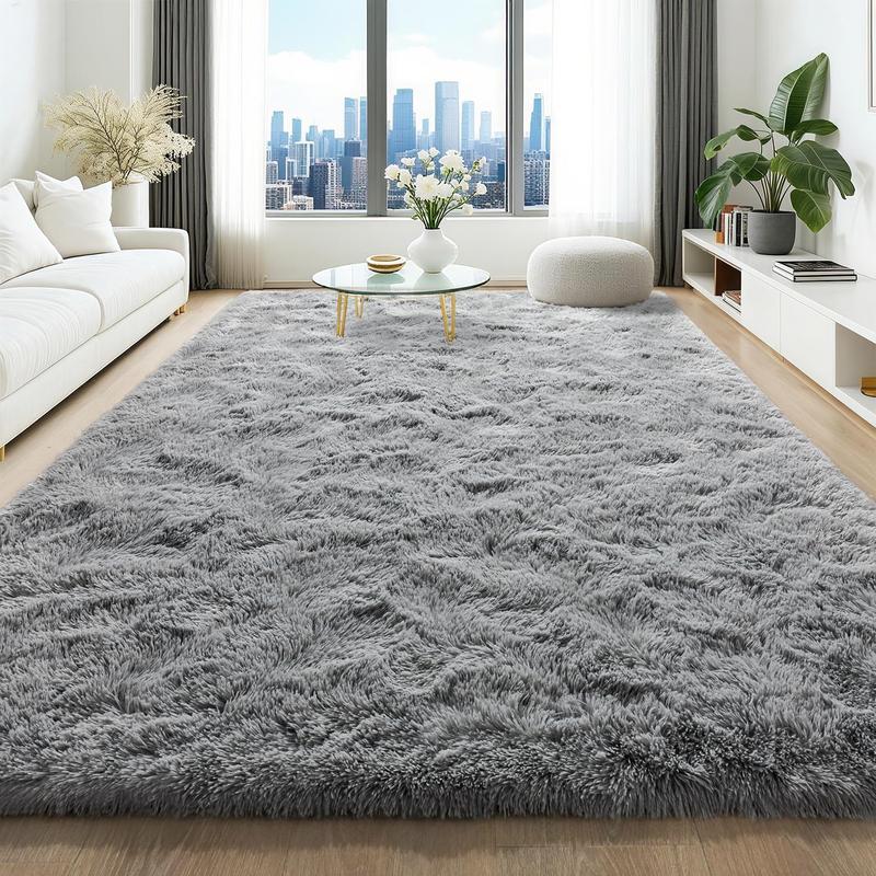 8x10ft Luxury Plush Large Mat for Living Room - Fluffy Modern Shag Non-Slip Soft Mat, Machine Washable Polyester Blend, Rectangular Shape, Ideal for Bedroom, Study, Dorm, Home Decor, Christmas Gift, Christmas Decor