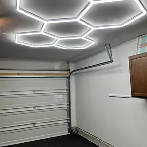 HYPERLITE offers Hexagon Garage Lights, a hexagon led lights Ceiling system designed for Grid Systems. Cool White light, ideal for Car Detailing Garages, Workshops, Basements, Barbershops，DIY Lighting Options，BackToSchool