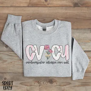 Floral CVICU Nurse Sweatshirt, Gift for Cardiovascular ICU Nurse Crewneck