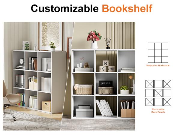 Cube Storage Organizer - Open Cube Bookshelf with 5 Removable Back Panels, Display Storage Bookcase for Living Room, Bedroom, Entrance Hall, Home Office
