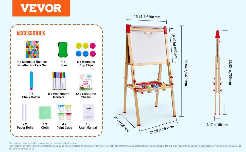 VEVOR 2-in-1 Kids Art Easel Double-Sided Wooden Magnetic Whiteboard Chalkboard, Christmas gift VEVOR 2-in-1 Kids Art Easel Double-Sided Wooden Magnetic Whiteboard Chalkboard, Christmas gift