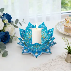 DIY Diamond Painting Aromatherapy Candle Holder | Lotus Mandala Design - Perfect Desk Decor & Holiday Gift Decoration