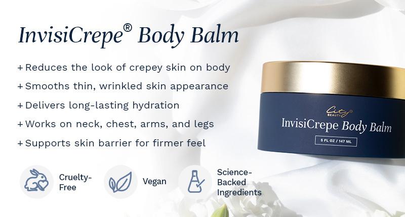 City Beauty InvisiCrepe Body Balm – Hydrating Body Cream for Crepey, Thinning, or Wrinkled Skin | Niacinamide & Lipid Complex Support a Smoother, Firmer, More Supple-Looking Appearance on Neck, Chest, Arms & Legs