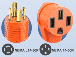 Nilight RV Generator Adapter Cord 30Amp to 50 Amp 4 Prong Pure Copper Heavy Duty Twist Lock Male Plug10 Gauge Wire L14-30P to 14-50R 30M/50F for RVs Camper Caravan Van Trailer