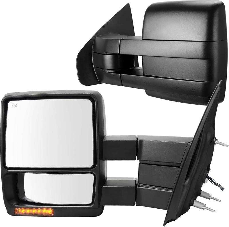 YITAMOTOR Towing Mirror Car Accessories for 2007-2014 Ford F150 Series Pickup Mirrors, Power Adjusted Heated Turn Signal Puddle Light Tow Mirrors (a Pair)