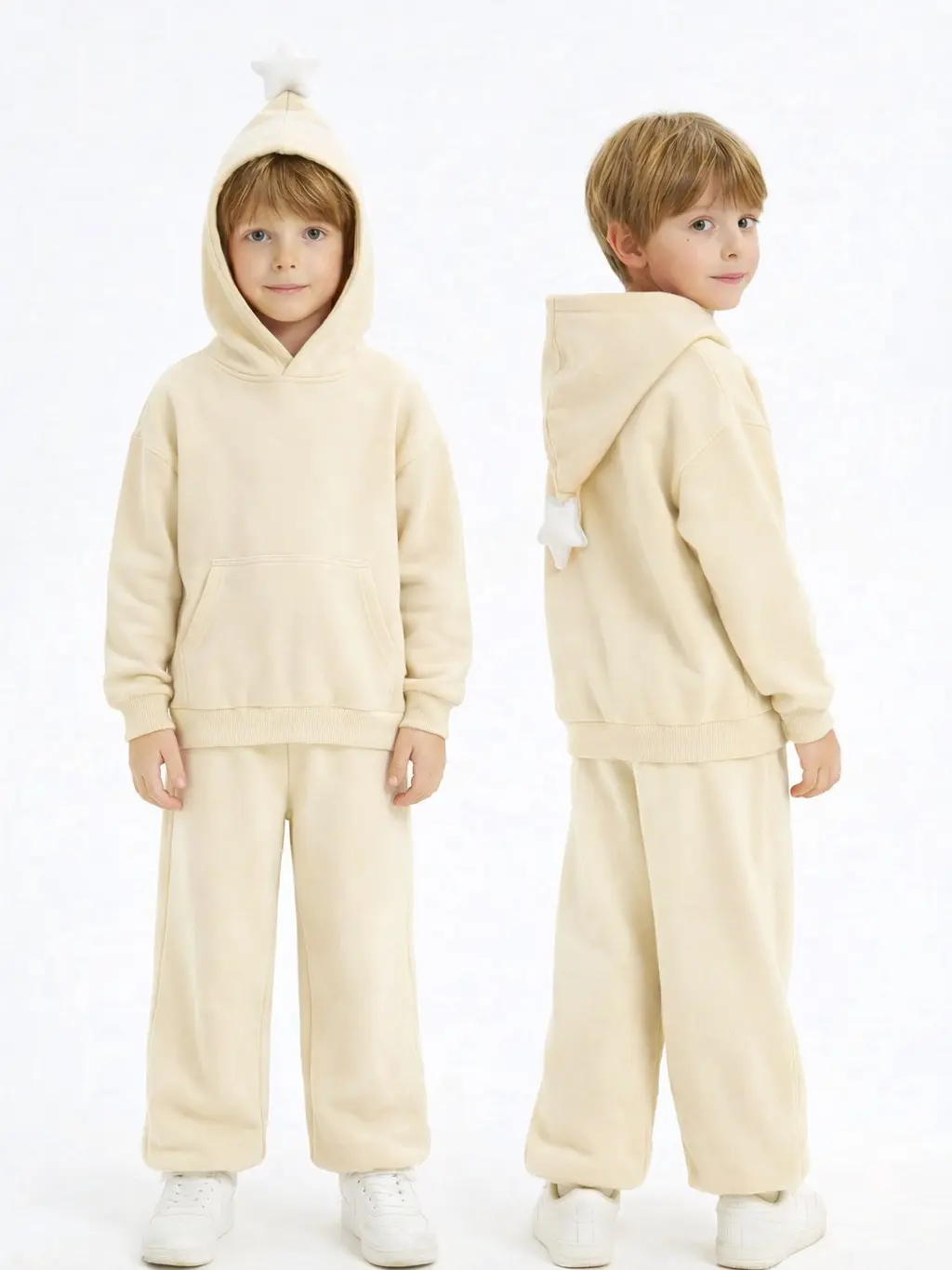 Hoodie Set - Yellow Star Hoodie Sweatpant Soft Fleece Sweatshirt with Star-Tipped Hood Comfy Cozy Loungewear for Fall Spring Layering Adorable Star Detail Cozy Fleece Fabric