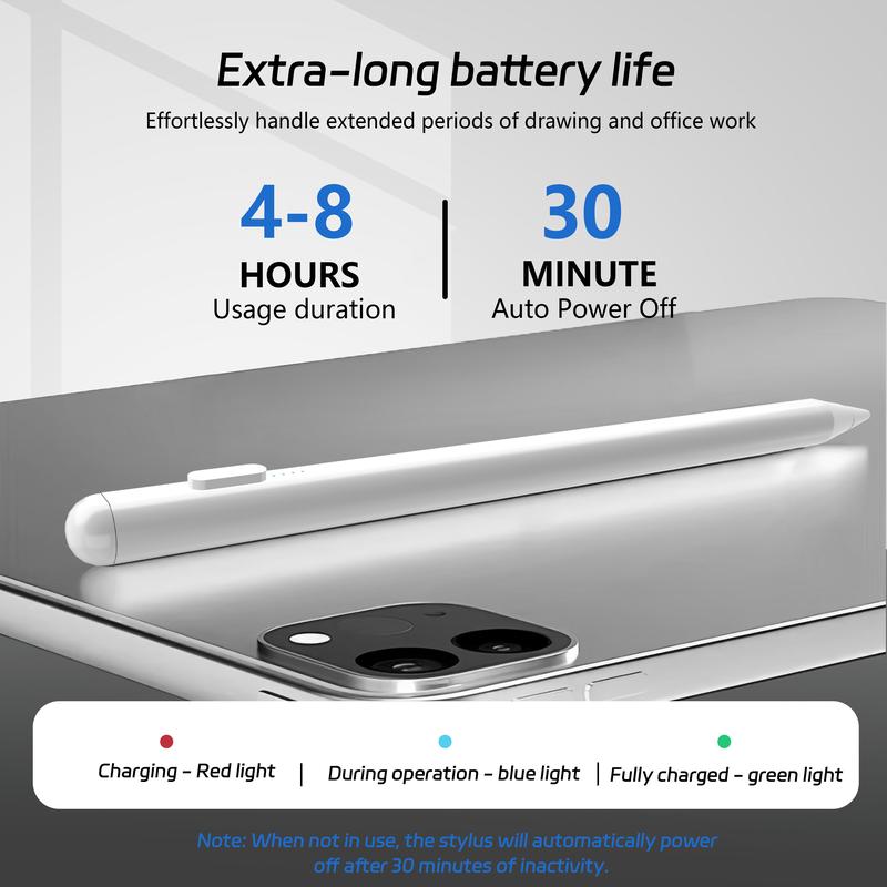 Stylus Pen for iPad/smartphone Fast Charge with Palm Rejection Tilt Sensitivity Active Touch Screen Pencil Compatible with iPad 6/7/8/9/10 Pro12.9&11 Air3/4/5 Mini5/6