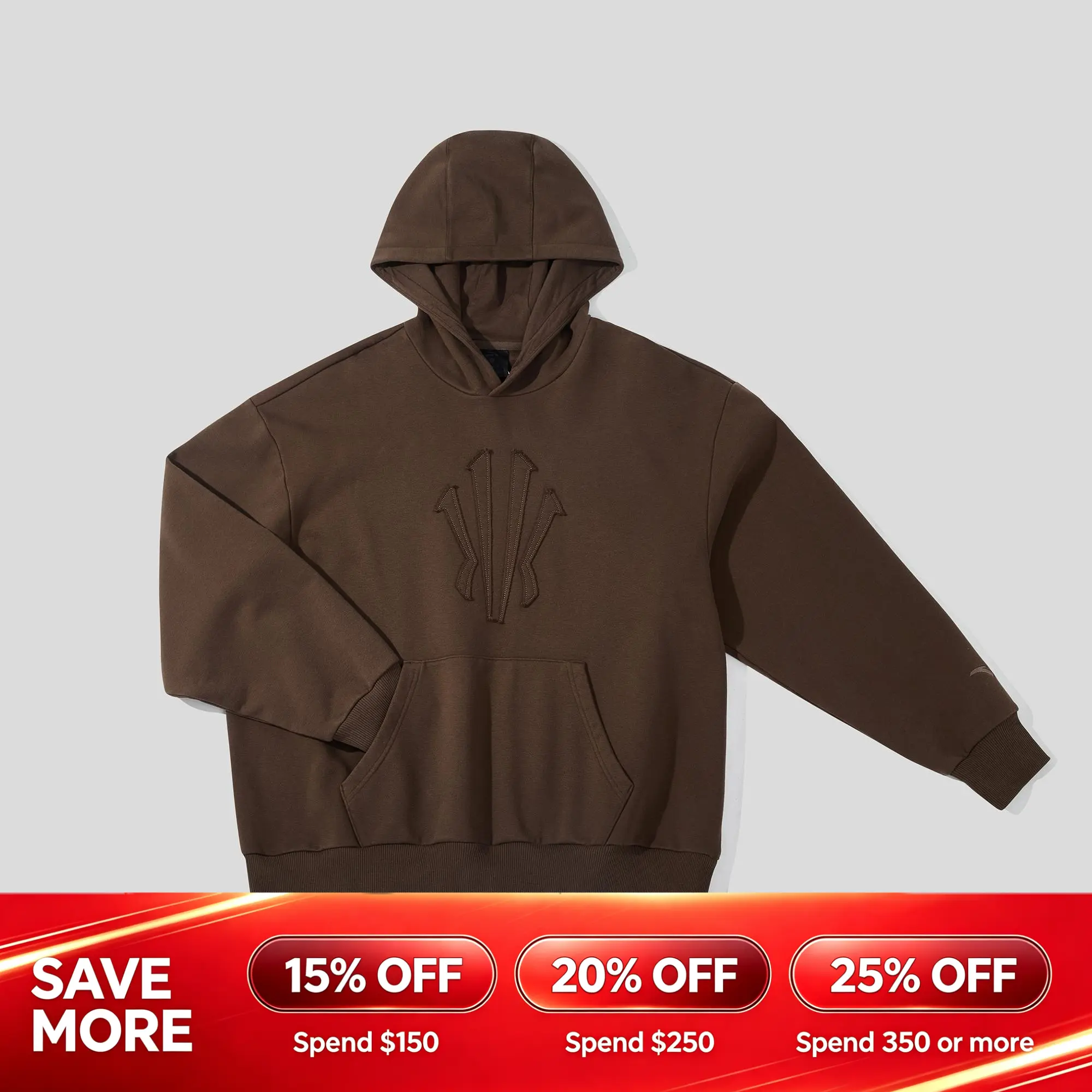[Back to School] ANTA Hélà Echo Hoodie Kyrie Irving Cotton Hoodie Sweatshirts Brown Polyester Tops Long Sleeve BTS