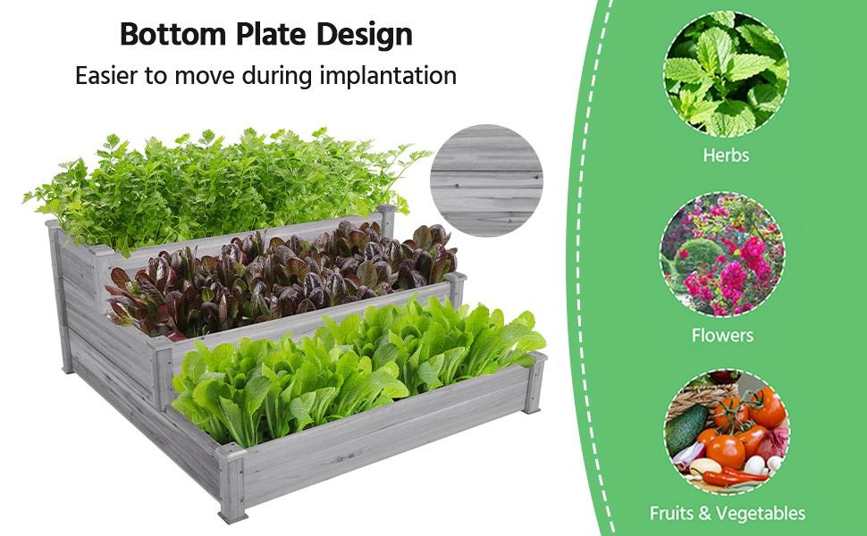 Yaheetech 3 Tier Wooden Raised Garden Bed, Horticulture Outdoor Elevated Flower Box, Vegetables Growing Planter for Backyard/Patio/Gardener