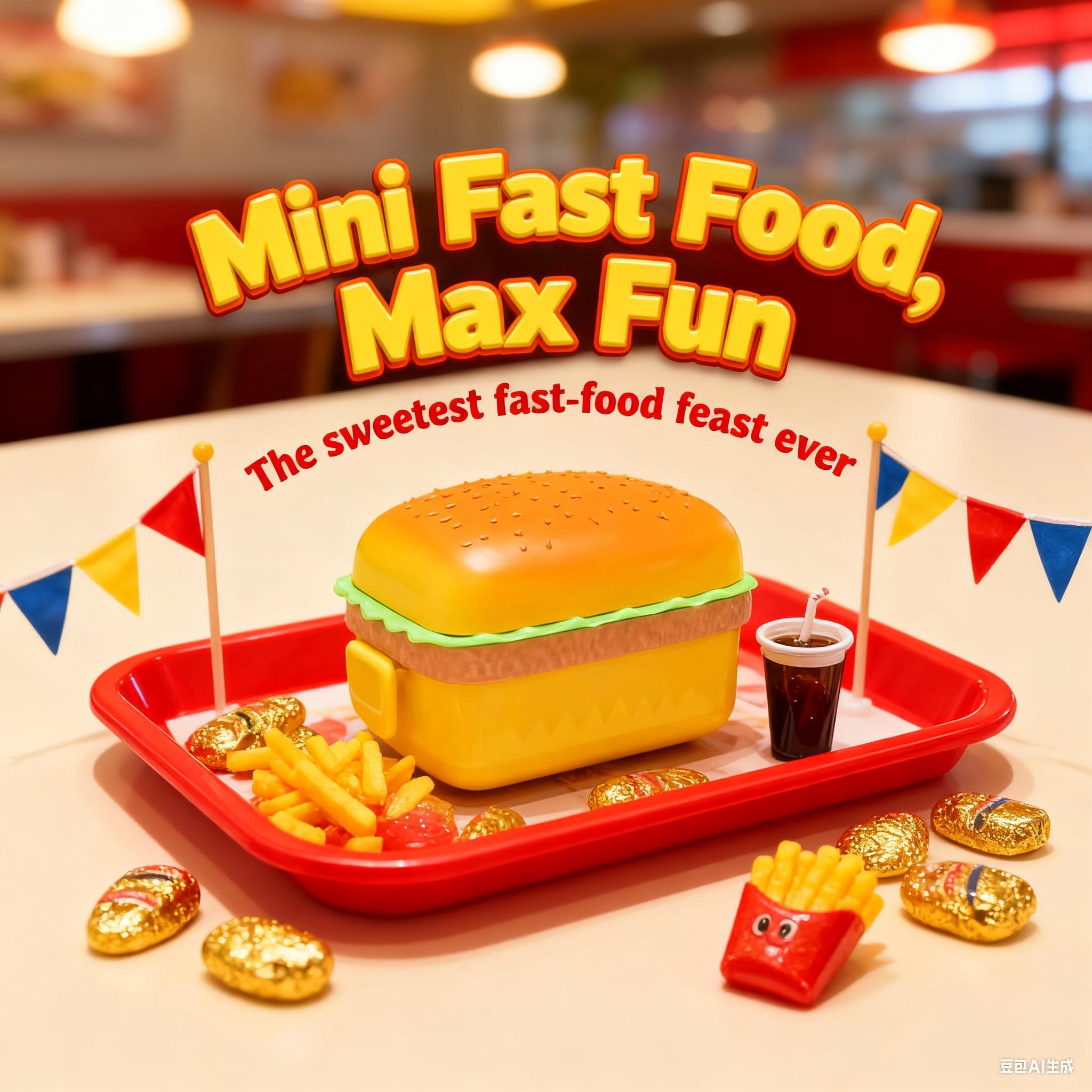 AMOS Mini Fast Food Gummy Set | Burger, Fries & Cola Shaped Candy | Sweet Fast-Food Fun Toy Gift Box | Cute Snack for Kids & Parties Bonbon