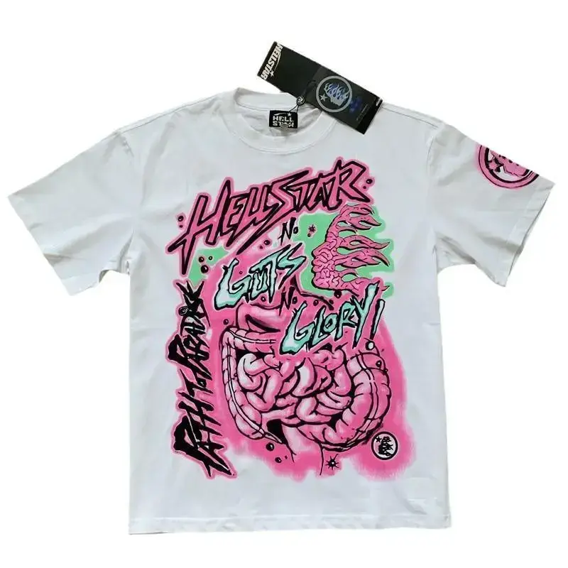 Hell Star Ins Same Vintage Printed Top Men's and Women's Casual Trend Cotton Washed Short Sleeve T-shirt Womenswear Tshirt Streetwear Summer Crewneck Oversize Hell Star Ins Same Vintage Printed Top Men's and Women's Casual Trend Cotton Washed Short Sleeve T-shirt Womenswear Tshirt Streetwear Summer Crewneck Oversize