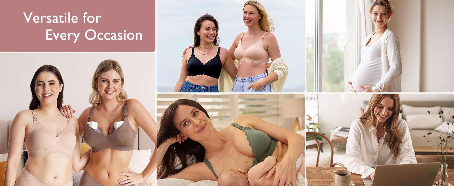 Momcozy Nursing Bras for Breastfeeding（recommend one size up）, YN46 Jelly Strip Support Comfort Maternity Bra, Seamless Soft Wirefree tiktok shop pumping bras maternity  undies，A