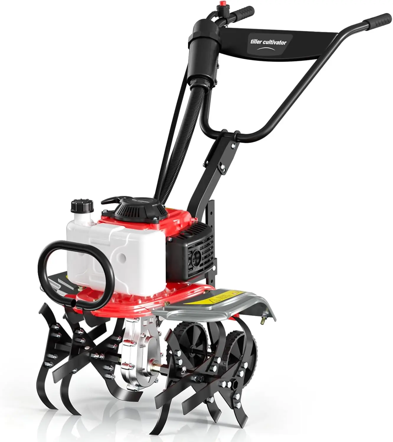 4 Stroke Gas Tiller Cultivator，1.5KW Heavy Duty Garden Tiller for Lawn Yard | 6-Position Adjustable Height，7500RPM, 20in Working Width，10in Working Depth