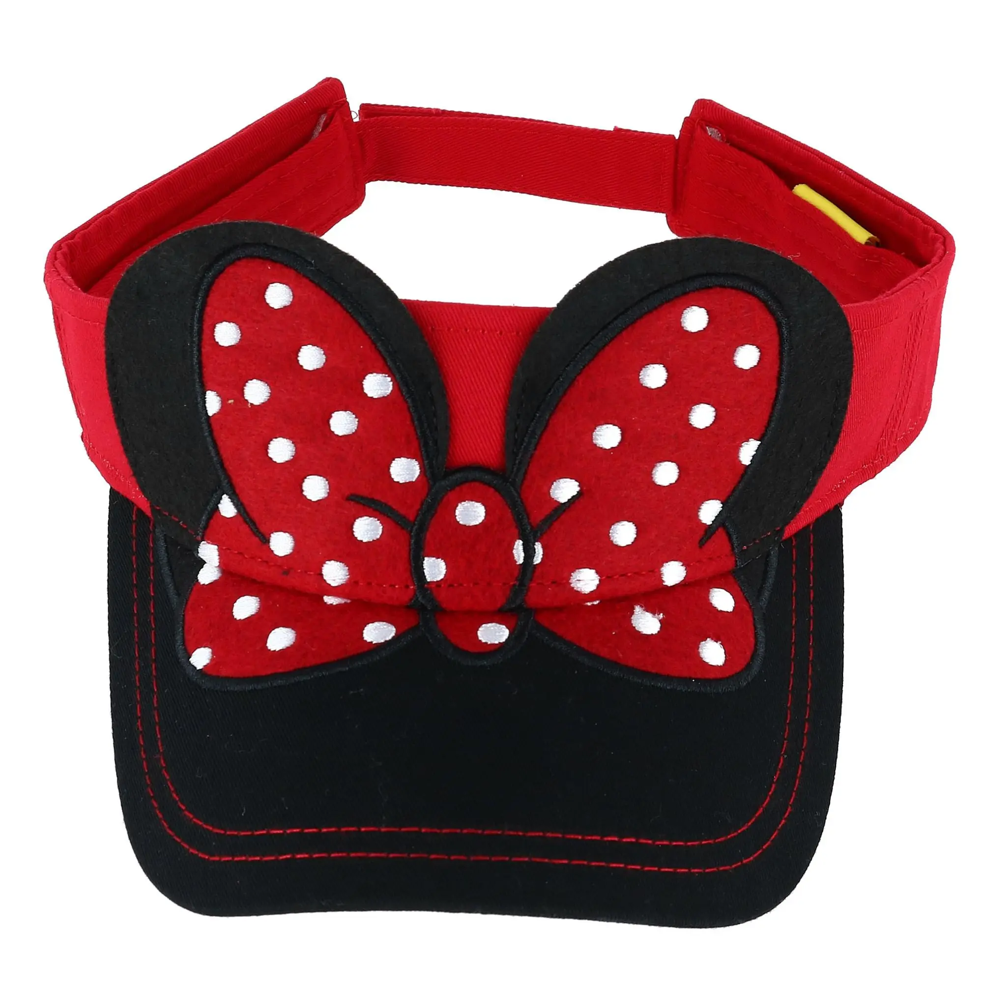 Jerry Leigh Disney Women's Minnie Mouse Visor Hat - 7-Inch Wide Brim, 3D Ears, Bow, Adjustable, Casual, Cute Visor Elevates Outfits