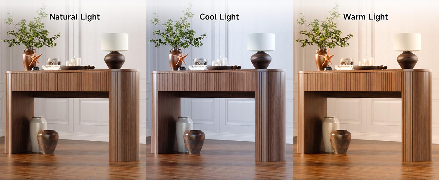 【SPOTLIGHT DAY】ONBRILL 55 Inch Console Table with 2 Drawers, Fluted Entryway Tables with Storage, Sofa Table Behind The Couch, Hallway Tables, Mid-Century Modern Foyer Table for Entryway, Hallway, Living Room