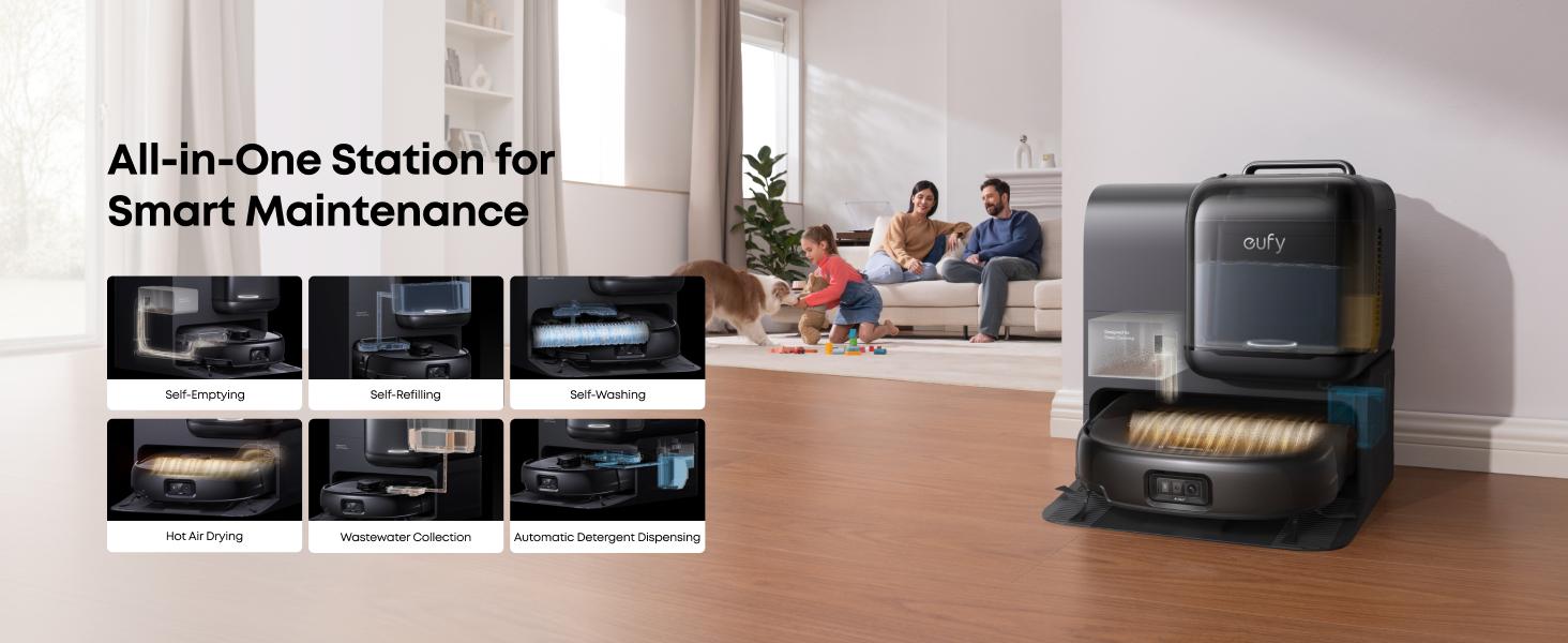 eufy E28 Omni Robot Vacuum and Mop Combo,HydroJet System,with Portable Deep Cleaner for Carpet,20,000Pa Turbo Suction,Zero-Tangling,Corner to Edge Deep Cleaning,with auto All-in-One Station