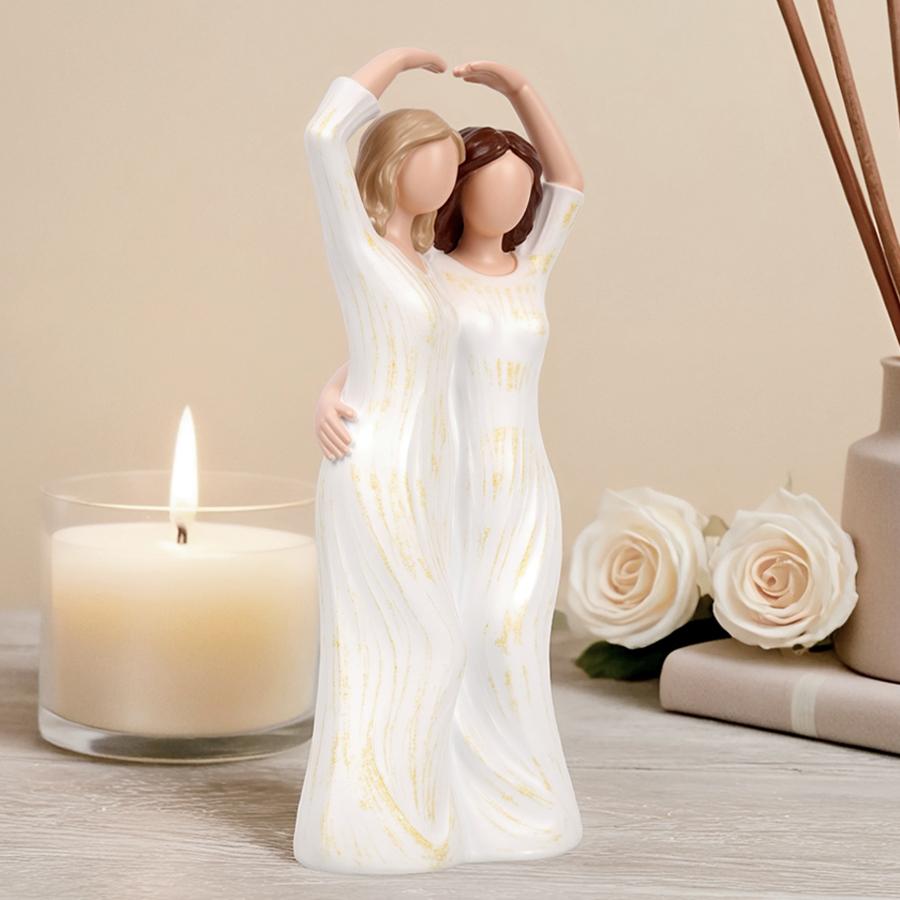 Charming Resin Double Heart Figurine | Elegant Home Decor | A unique gift for couples and friends, embodying love, friendship, and unwavering affection, adding a warm and meaningful atmosphere to your home or office.