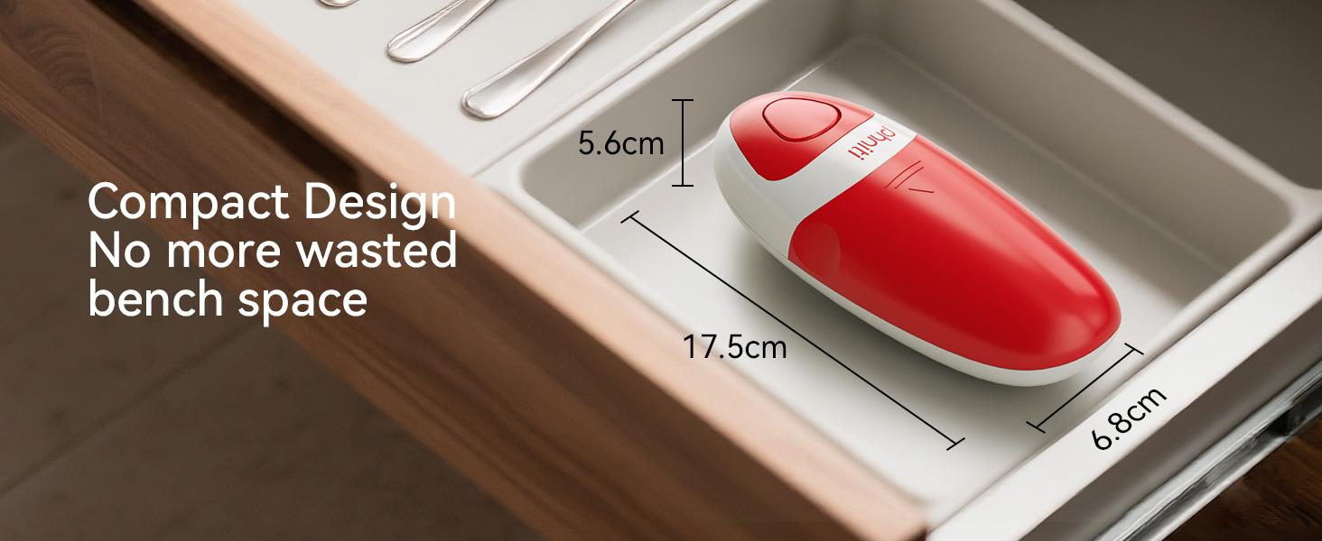 【Summervibes】Automatic Electric Can Opener with Automatic Operation, 1-Touch Handheld Battery-Powered Design, Smooth Edge, Safe Kitchen Tool for Home Use (Red) - Household Kitchen Specialty Appliance